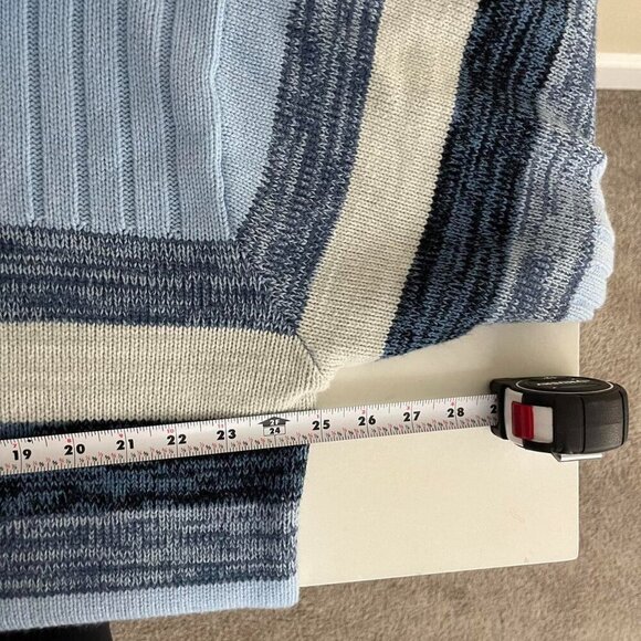 baby blue striped y2k Southpole chunky knit quarter zip sweater - Picture 6 of 8
